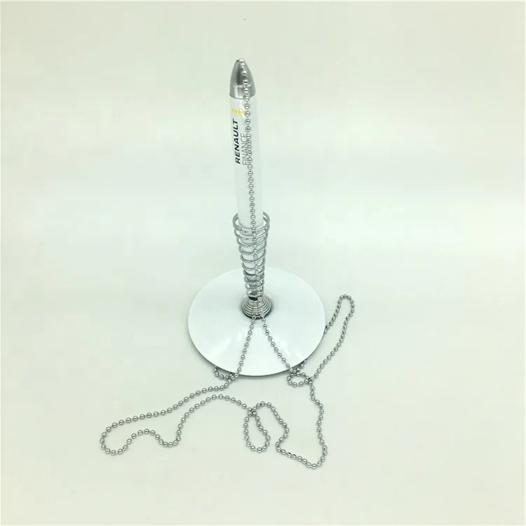 Business Office Hotel Bank Customized Logo Table Desk Counter Pen Chain With Custom Color