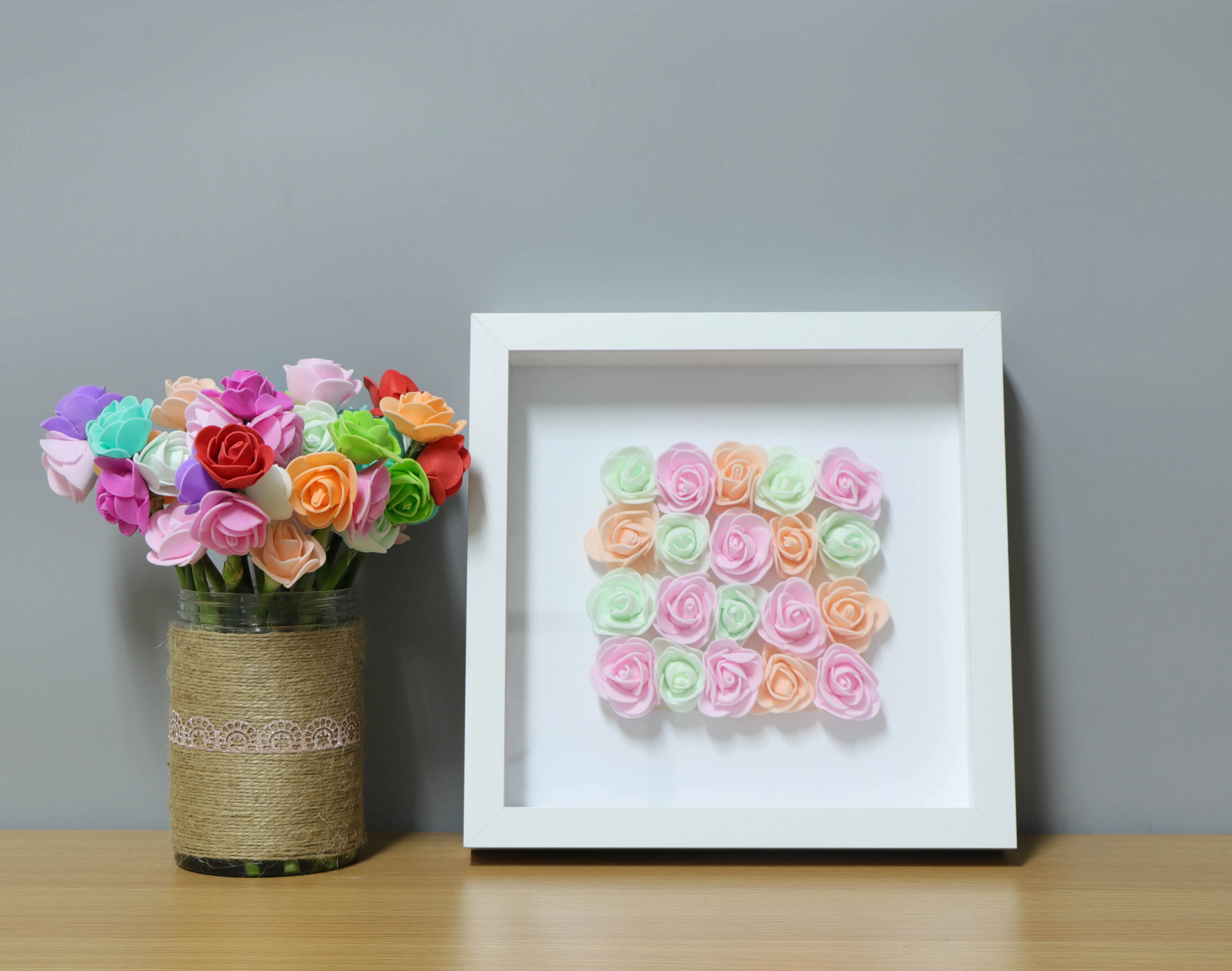 Blue/ Amaranth/White shadow box frame, Flower holer box photo frame, 2.2 Glass!!!