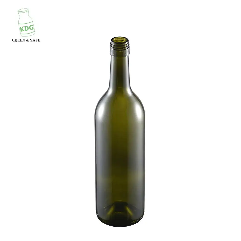 factory wholesale 750ml dark green wine glass bottle with screw top