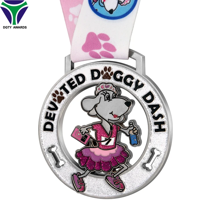 Design Round Colorful Silver Zinc Dog Medal for Pet Competition