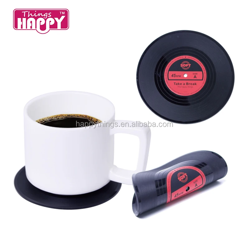 Custom made Kitchen Gadget CD Record Vinyl Anti-Slip Silicone Rubber Coaster