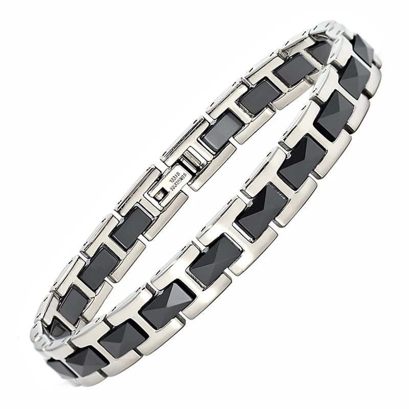 Unisex Stainless Steel And Ceramic Link Bracelet