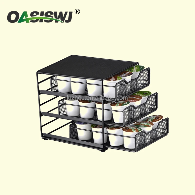 Latest Design Black Iron Coffee Keurig K Cup Coffee Pod Drawer Storage Up to 36 K Cups