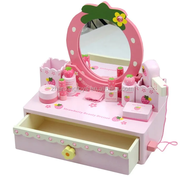 
Strawberry design wooden kids mini vanity children dressing table 
