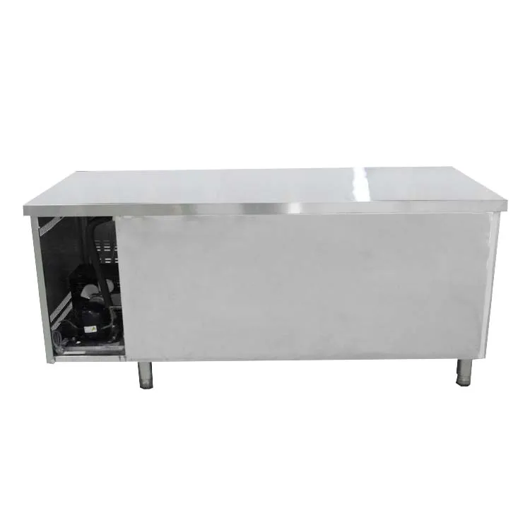 Work Table Worktable Refrigerator Custom Hotel Kitchen Electronic Commercial Stainless Steel Freezers Open Door Direct Cooling