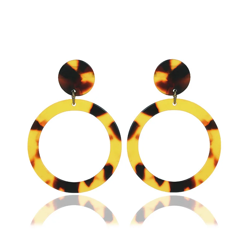 7 Colors Available Cellulose Acetate Sheet Acrylic Earring Leopard Grain Tortoise Shell Round Acrylic Earrings