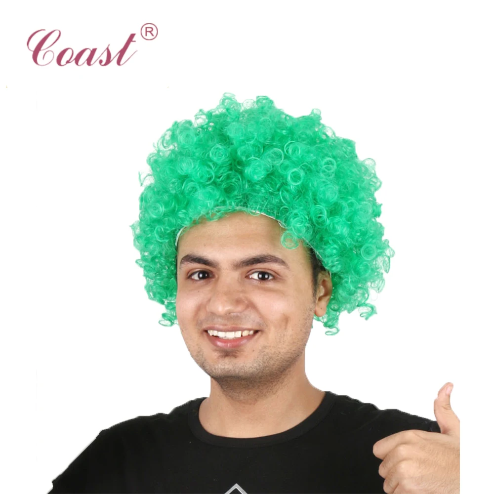 high quality green cheap synthetic short afro wigs for sale