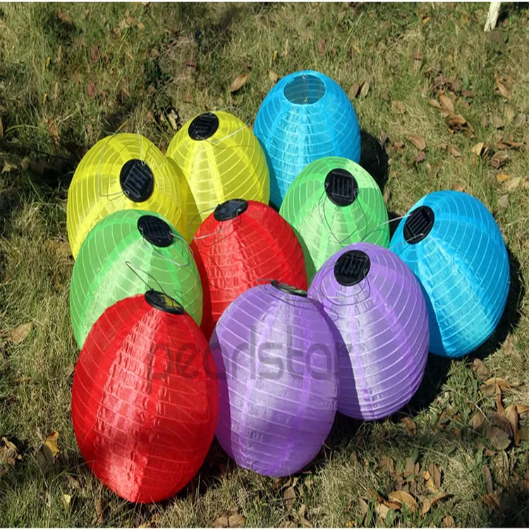 Solar Hanging Lantern Chinese Style Waterproof Fabric Lantern Solar Chinese Lamp