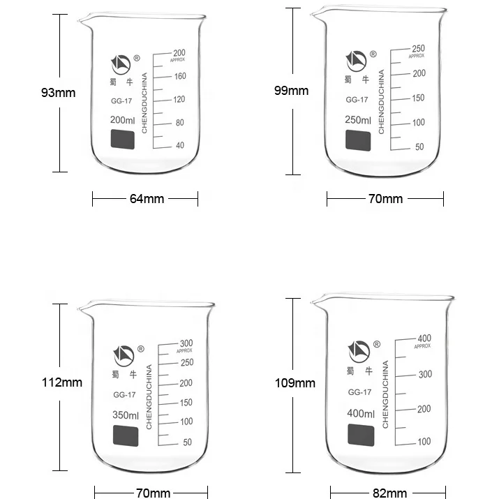 
Transparent Calibration Glass Beaker for High Quality Heat Resistant Laboratory 