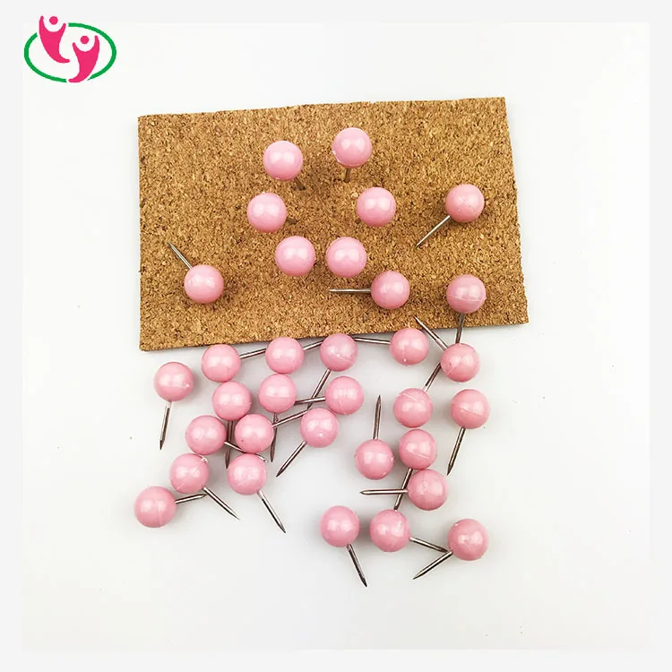 Детская Розовая Круглая шаровая Головка с пластиковыми нажимными штифтами из нержавеющей стали