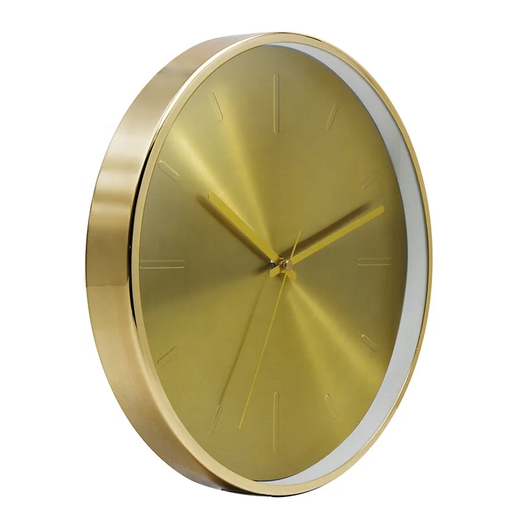 12 inch Rose Gold Case Black Aluminum Dial 3D Numbers Fashionable Silent Movement Metal Frame Modern Luxury  Wall Clock