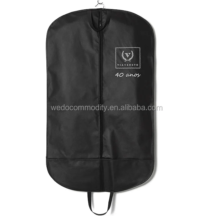 hanging non woven customized logo garment storage packaging bag with zipper travel suit dresses wedding cover protector carrier