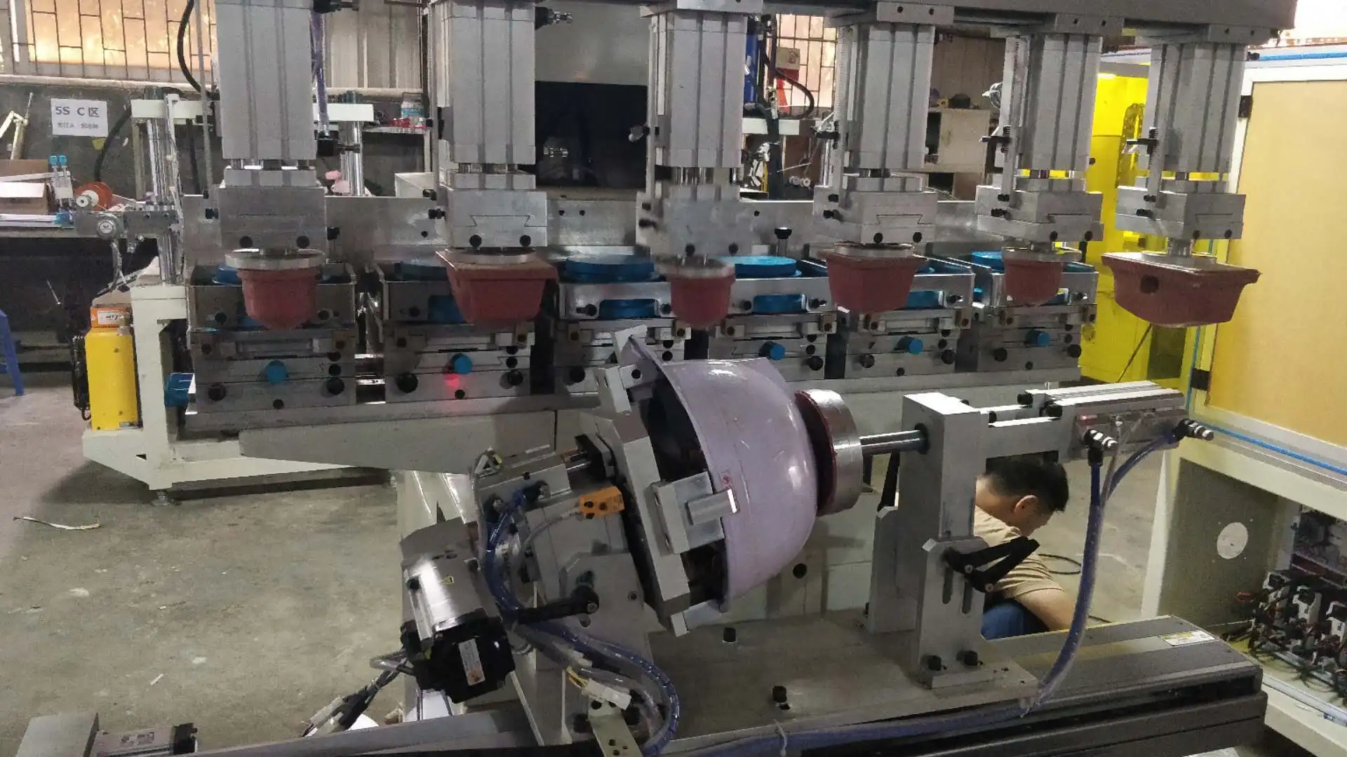 HP-300 FY 6 colors helmet Logo pad printing machine for safety products