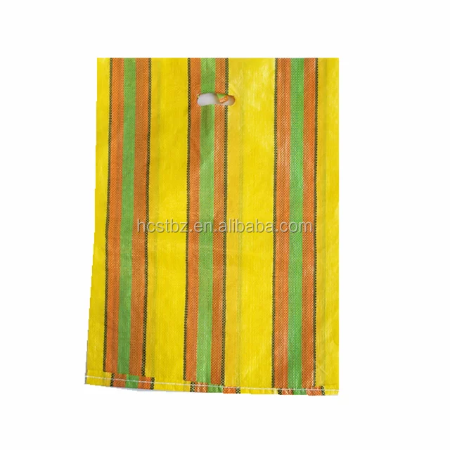 
China hotsale laminated pp woven shopping bag colorful stripe packing vegetables, Fruits export to Africa 
