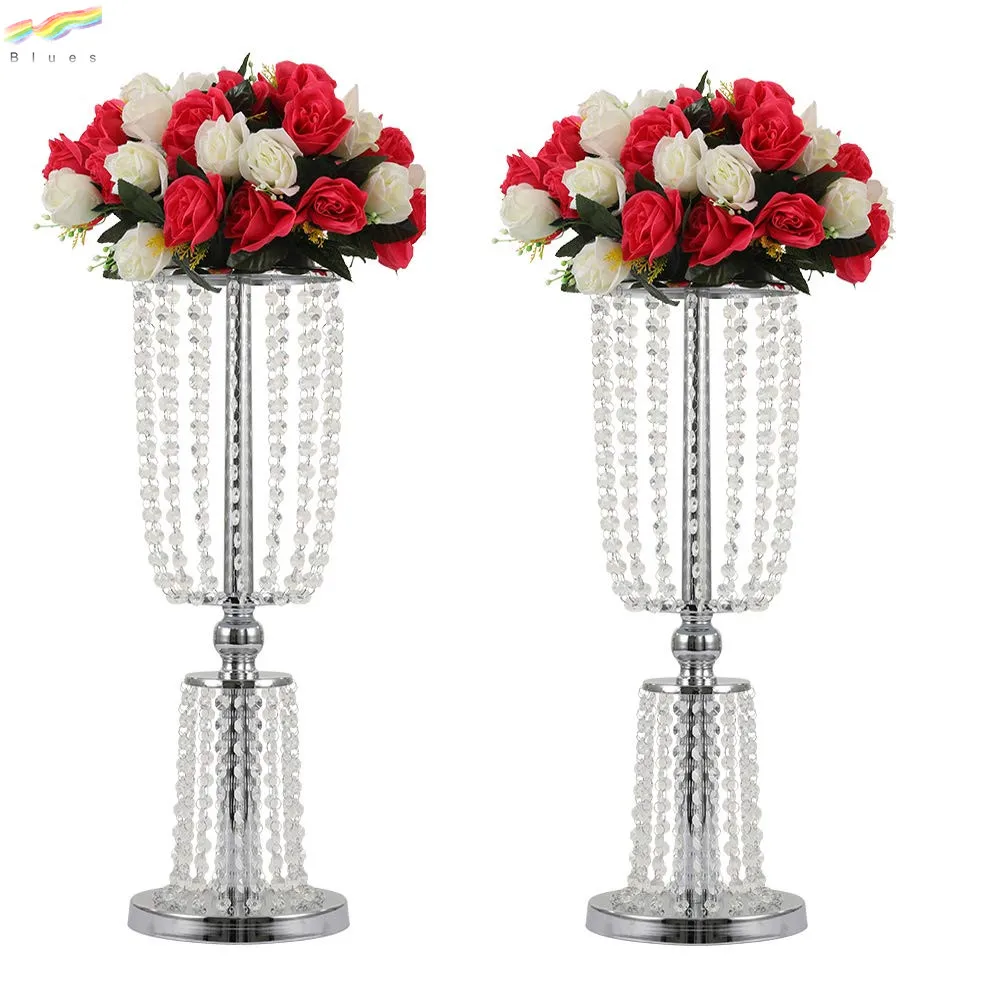 Hot Selling Crystal Centerpiece Wedding Backdrop Flower vase Candleholder Table Stand Road Lead Decoration