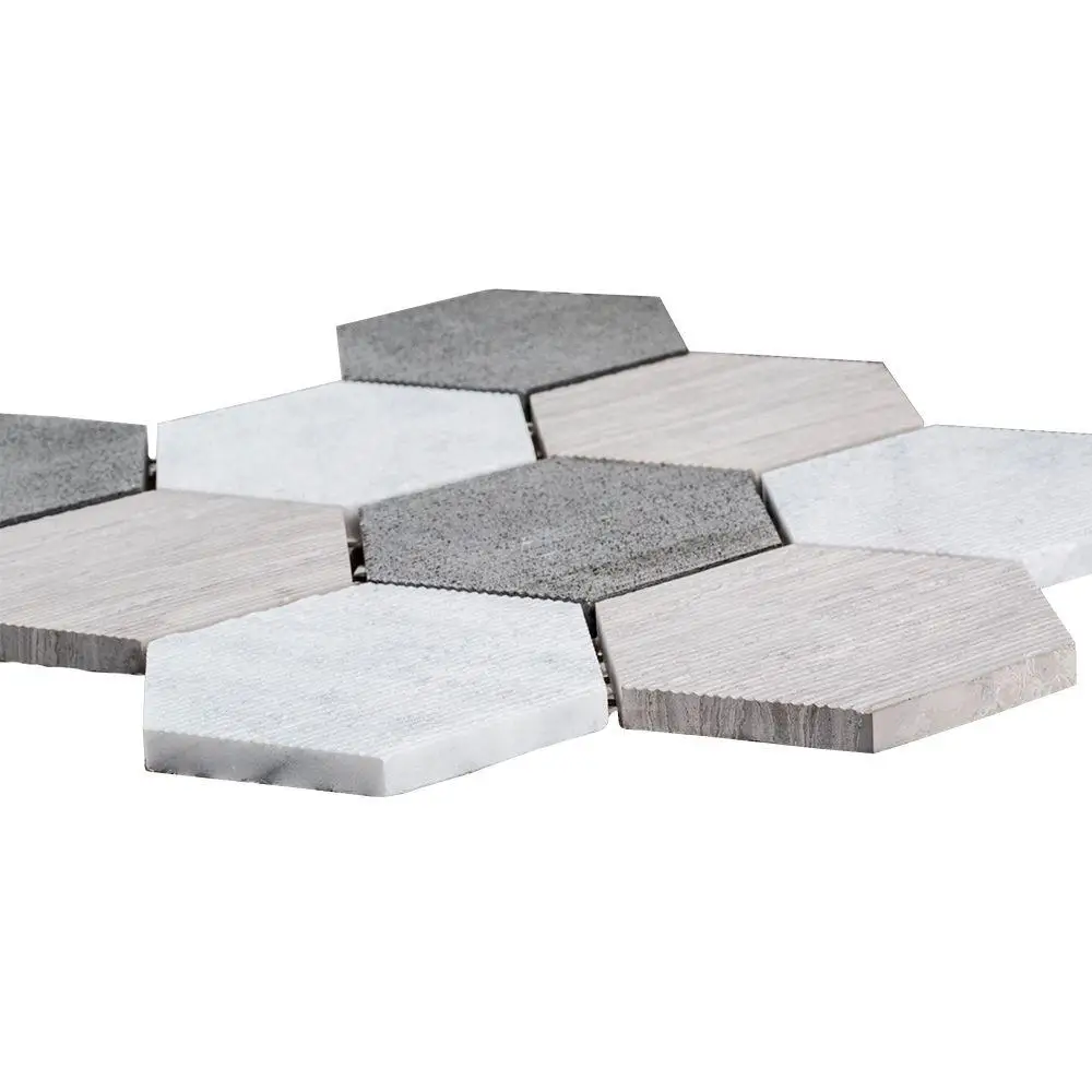 
Decorstone24 Mixed Color Hexagon Marble Bathroom Mirror Backsplash Tiles 