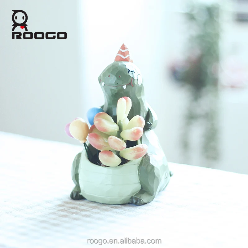 Roogo Wholesale Price Popular Design Resin Indoor Home Garden Decor Crocodile Elephant Dinosaur Whale Statue Succulent Bonsai