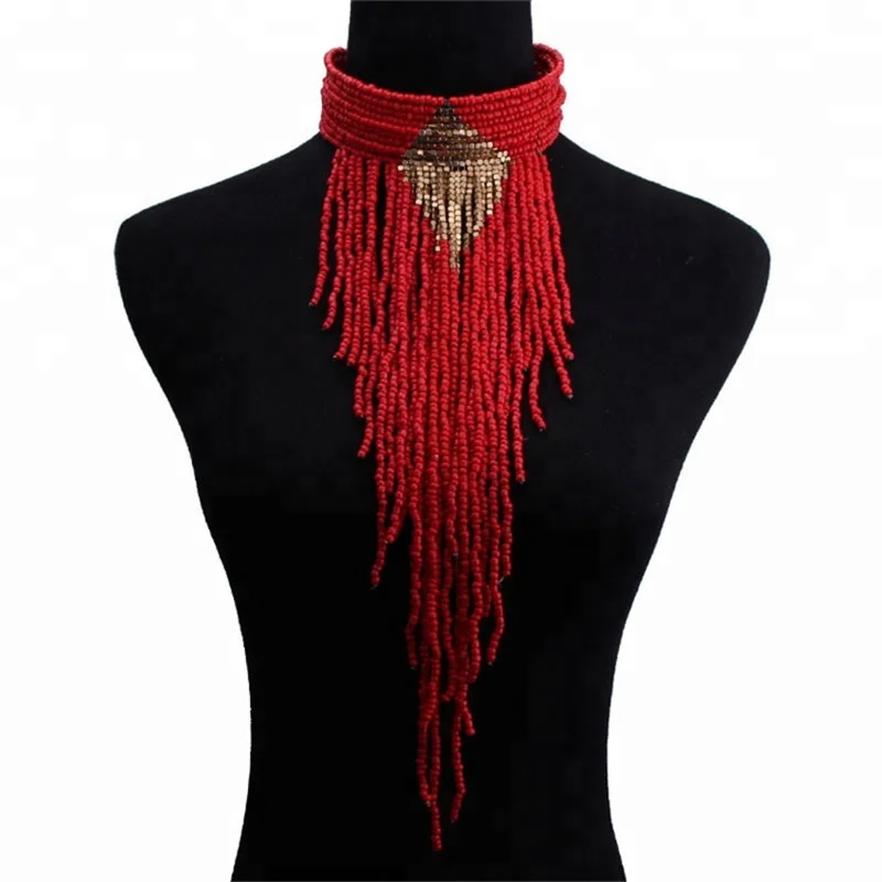 
multilayer boho patterns seed latest design beads necklace 