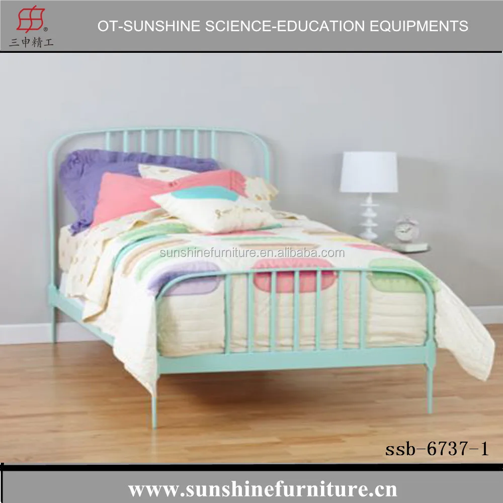 
cheap modern simple single metal bed iron bed white for home school and hotel 