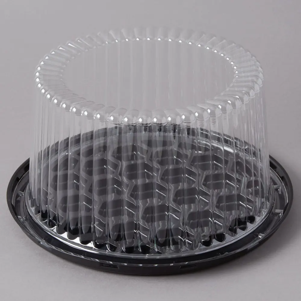 1-2 Layer Disposable Plastic Round Cake Display Container with Clear Dome Lid, Plastic Round Birthday Cake Packaging Box