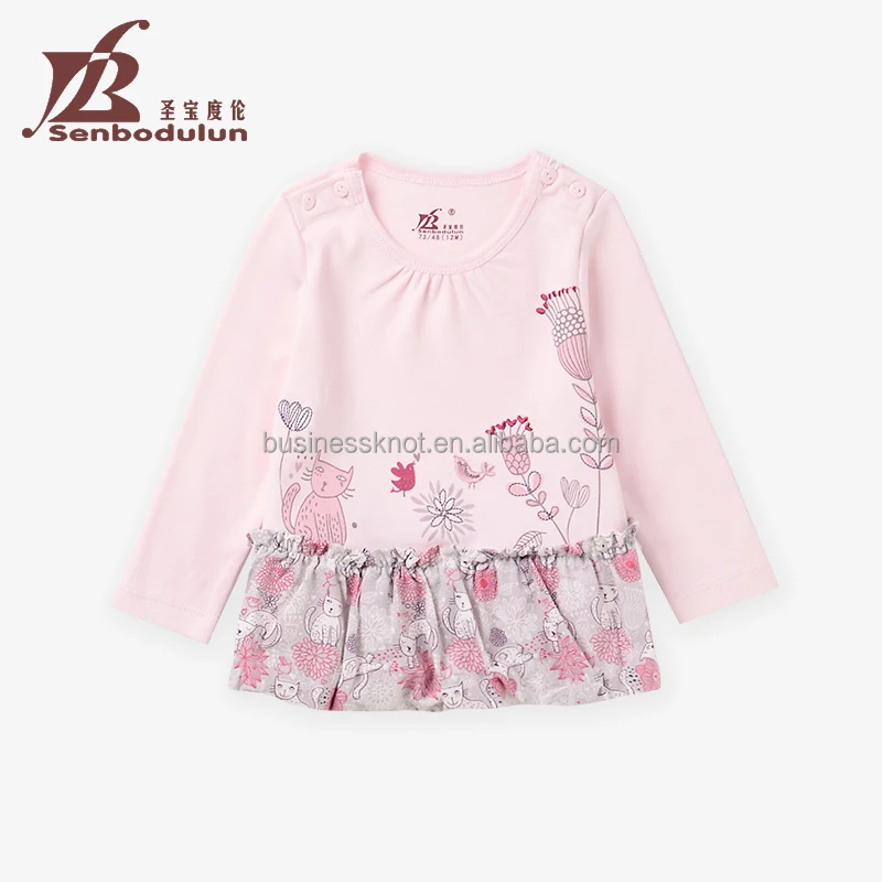
Senbodulun OEM Customized Wholesale Baby Clothes Girls 100% Cotton O-neck T-shirt for Spring & Autumn 