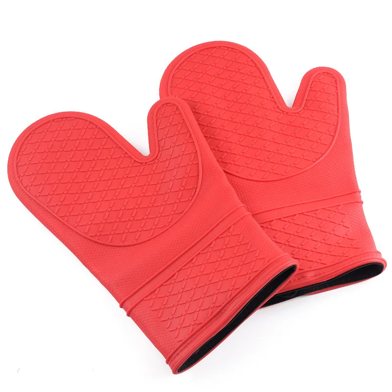Heat Resistant Silicone Oven Mitts Cotton Lining silicone Gloves for Oven freezer Microwave Oven