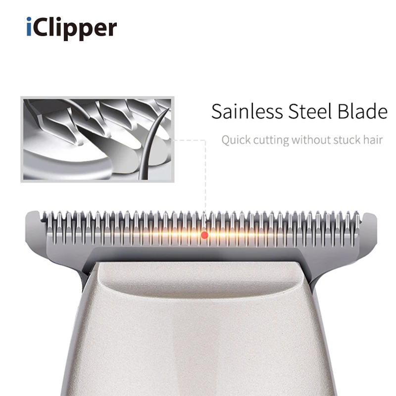 IClipper-M2s Профессиональный парикмахерский Электрический перезаряжаемый беспроводной мини-триммер для волос с ЖК-дисплеем