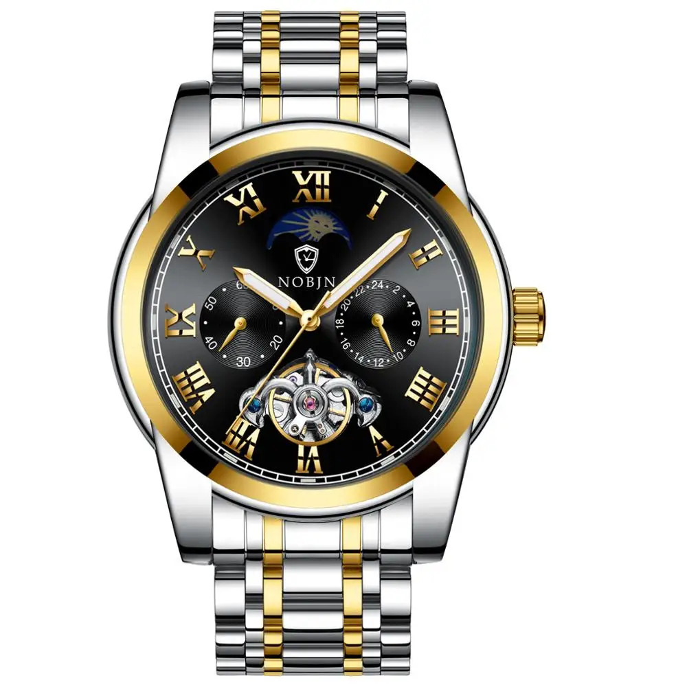 NOBJN wholesale  luxury automatic stainless steel watches for men wholesale fashion wristwatches