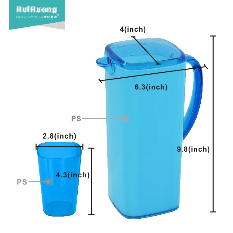 
double wall 1500ml plastic water pitcher plastic water jug water pot with 4 cups for coffee tea milk juice 