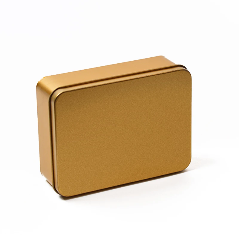 Perfect Shopping Rectangular Tin Box Lid Tin Storage Box Tin Box Pencil Case In Gold Color