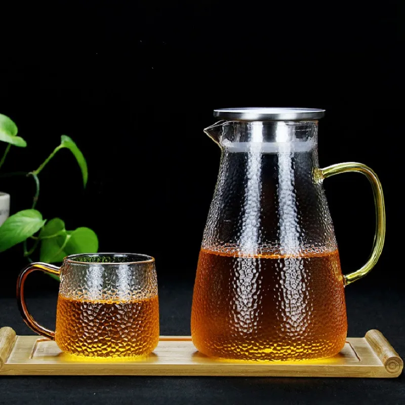 Wholesale Borosilicate Frosted Glass Water Jug 1.5l With Stainless Steel Strainer Lid