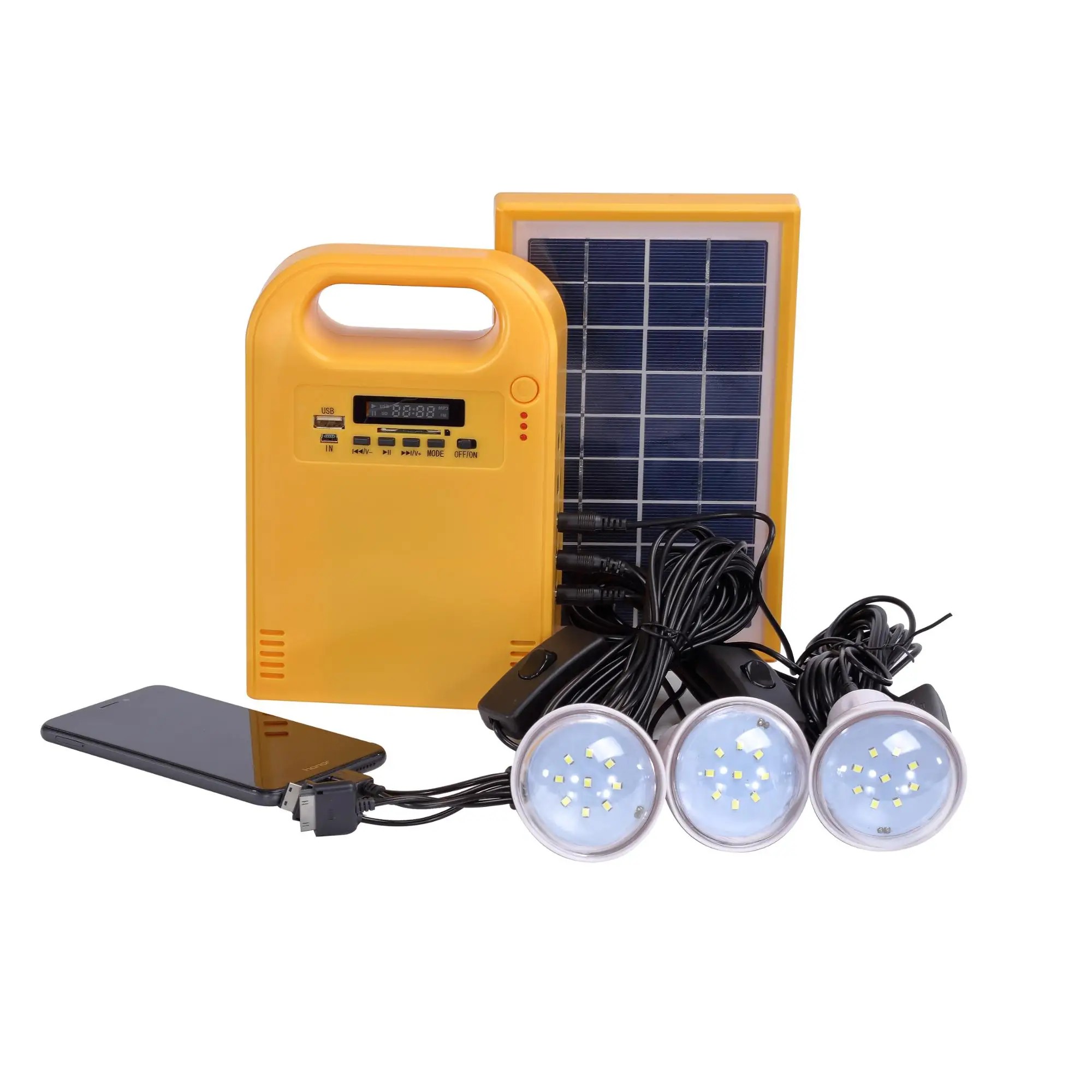 For home use green energy saving portable solar light with FM MP3 player