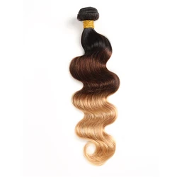 Factory Wholesale Fast Shipping Full Cuticle 100% Virgin Brazilian Ombre Hair Bundles With Lace Closure