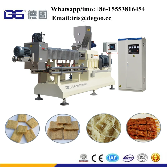 Extruding protein meat nuggets snack process plant/Soybean meal protein chunks food makes equipment/Extrusion soy protein food