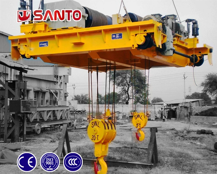 Double Beam 50/10t Bridge Crane With Main And Auxiliary Hook