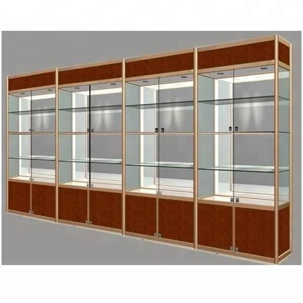 Modern custom made glass jewelry display showcase with lock