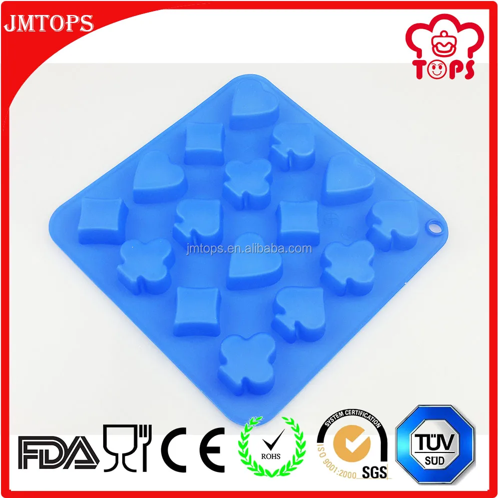 100% Silicone Poker Shaped Silicone Chocolate Mold/Palying Card Silicone Poker Ice Cube Tray/Silicone Chocolate Mold for Candy
