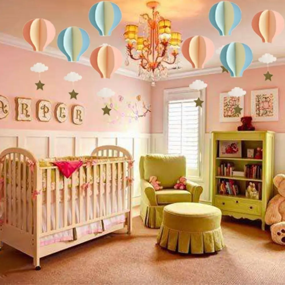 Umiss  8 Pcs Large Size Hot Air Balloon 3D Paper Garland Hanging Decorations for Room, Wedding, Baby Shower, Birthday Party