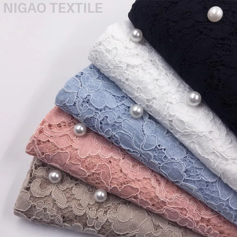 Элегантный дизайн, хлопчатобумажная кружевная ткань в стиле ретро с цветочным узором, шнуровка для ресниц, кружево для женского платья