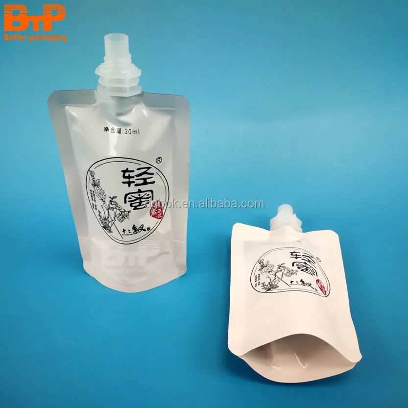 Custom pouch Laminated Mylar bags and Spout Top For Beverage Packaging Bag For Juice Milk Shampoo Face Facial Cream