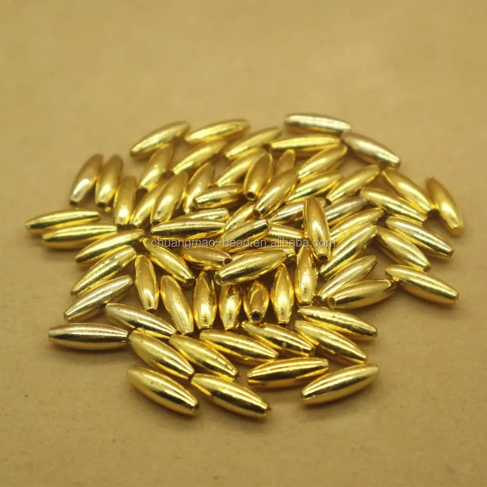 Hot sale ccb beads 4*12mm plastic rice golden beads for craft