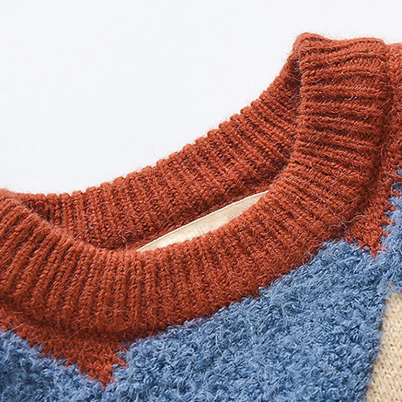 
High quality kids thick warm lingge patterns diamond knitting kids boys sweaters 