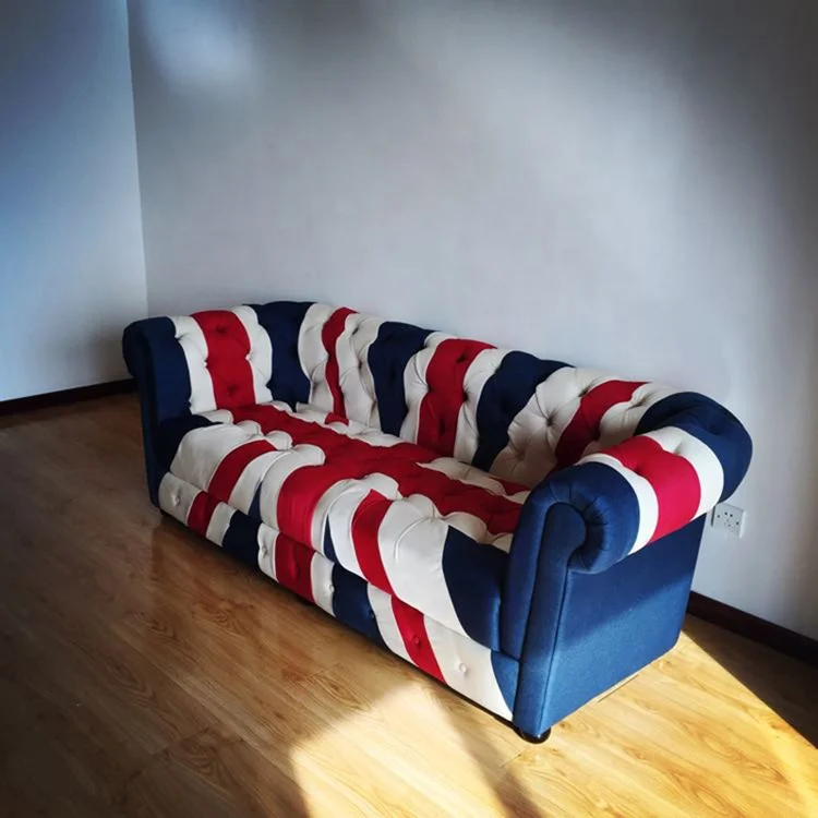 UNION JACK CHESTERFIELD TUFTED BUTTONED 2 SEATER PATCHWORK VELVET SOFA INSTOCK