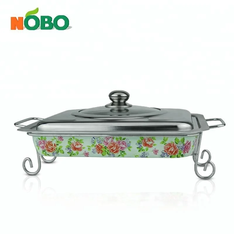 Flower Design banquet party Stainless Steel Buffet Food warmer Server With Stand