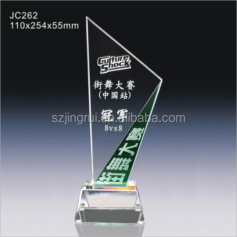 Customized Personal Logo Unique 3D Laser Etched Blue K9 Clear Crystal Trophy Plaque With Blue Case For Award