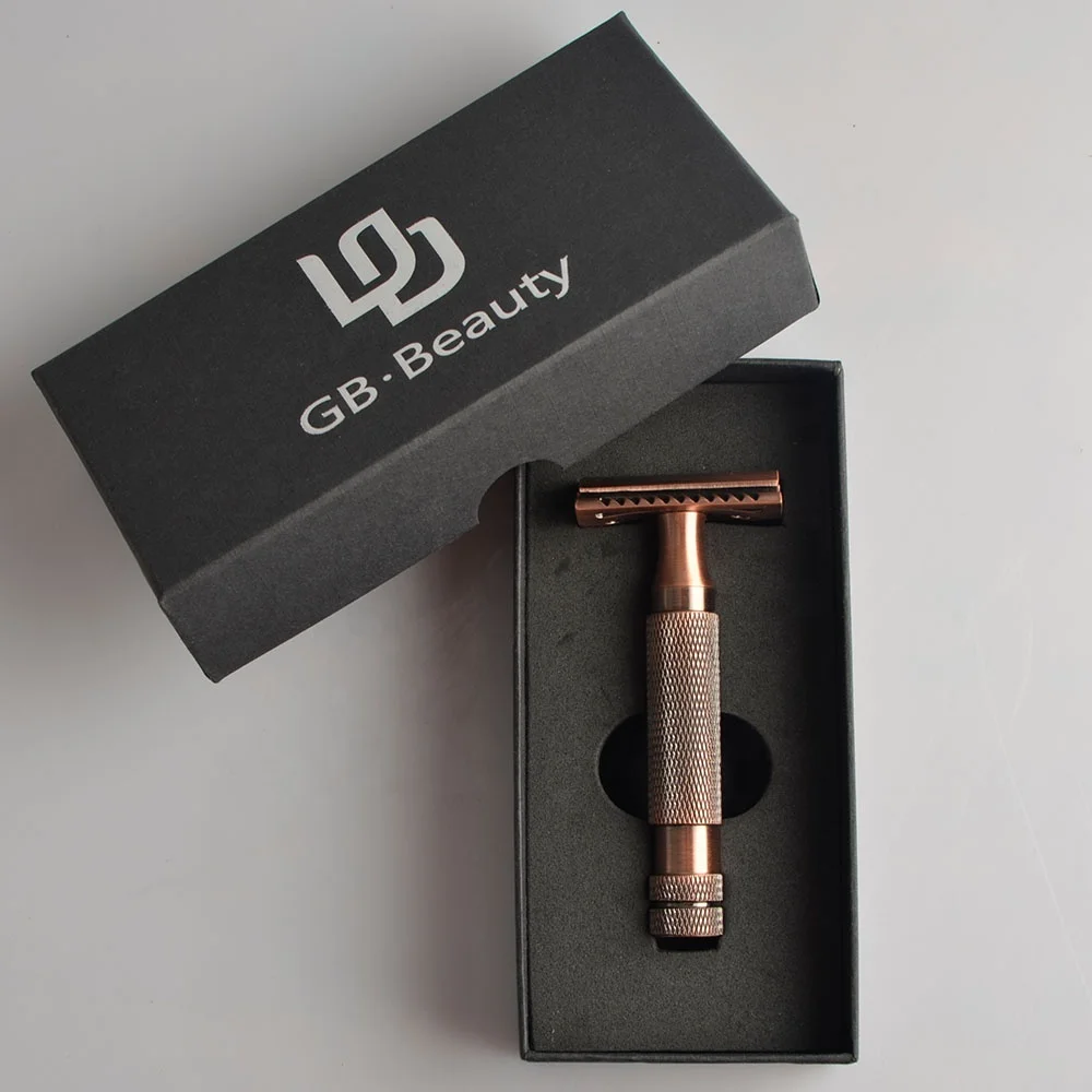 best-selling  beautiful red copper color durable  shaving metal double edge hand  resin handle shaving  safety razor