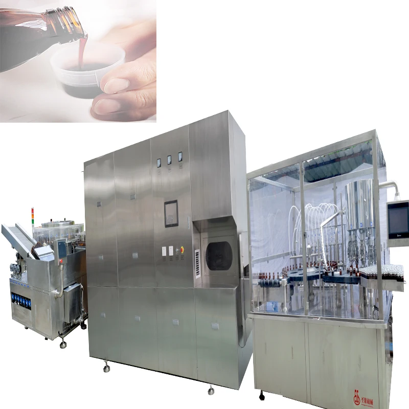 Automatic Syrup Solution Filling production Line for100ml Oral Drops Filling capping machine with air washing machine