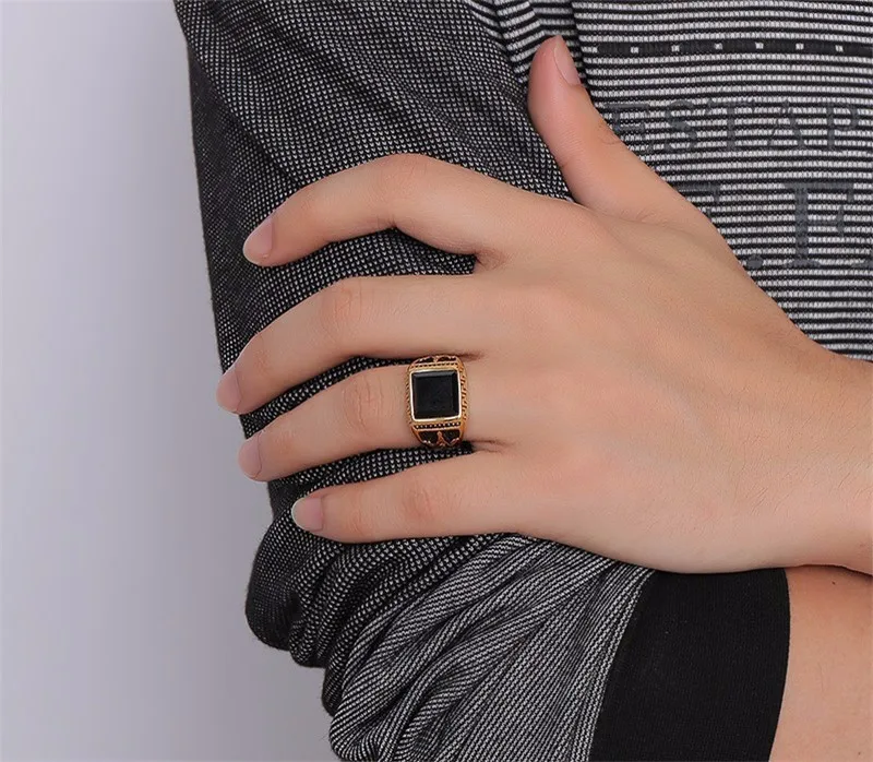Cool Mens Gold plated Free Mason Freemasonry Masonic Ring 316L Stainless Steel Ring