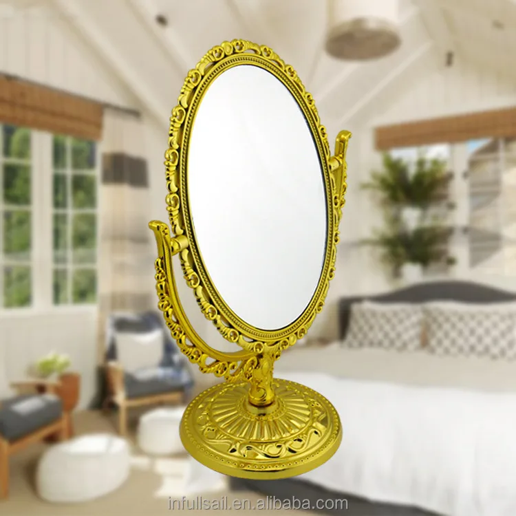 
double sides heart-shaped magniying cosmetic mirror high quality free standing desktop mirror 