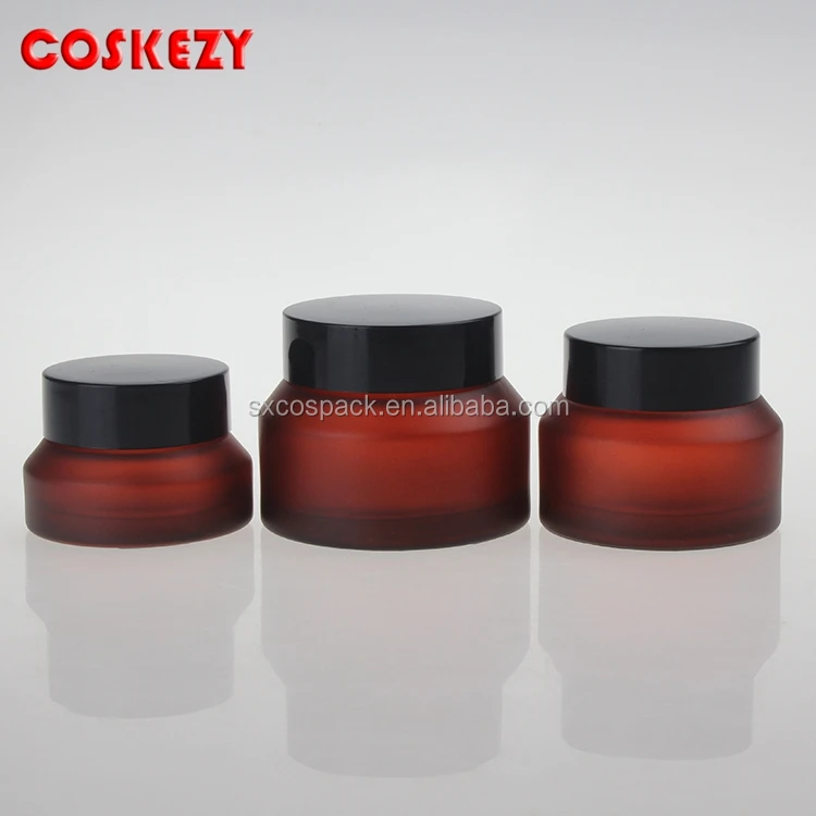 China Manufacture 50g Black/Brown/Frosted/Pink Cosmetic Glass Cream Jar Packing for